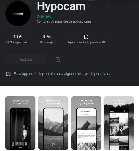 HYPOCAM app para editar fotos en android
