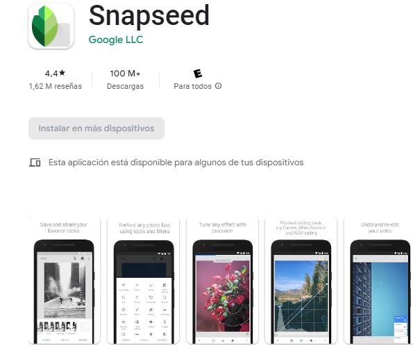 SNAPSEED app para editar fotos en android