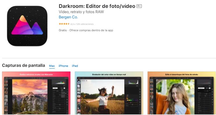 Darkroom app para editar fotos en Iphone