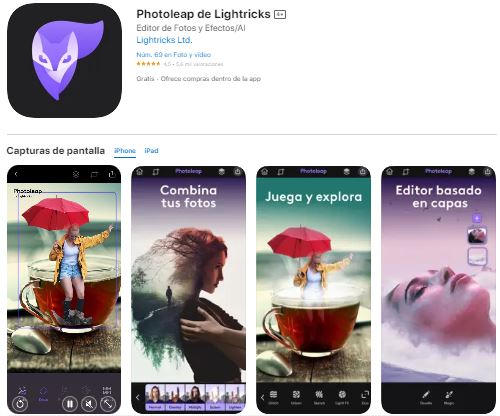 Photoleap app para editar fotos en Iphone