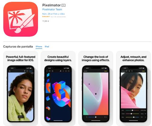 Pixelmator app para editar fotos en Iphone