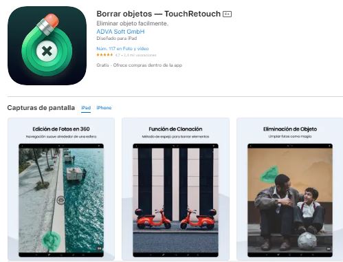Touchretouch app para editar fotos en Iphone
